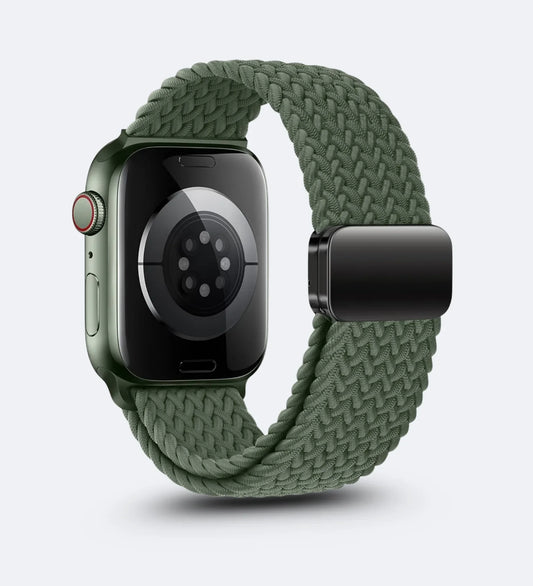 Magnetic Buckle Braided Loop Band for Apple Watch - Green Nylon Strap - Creslia