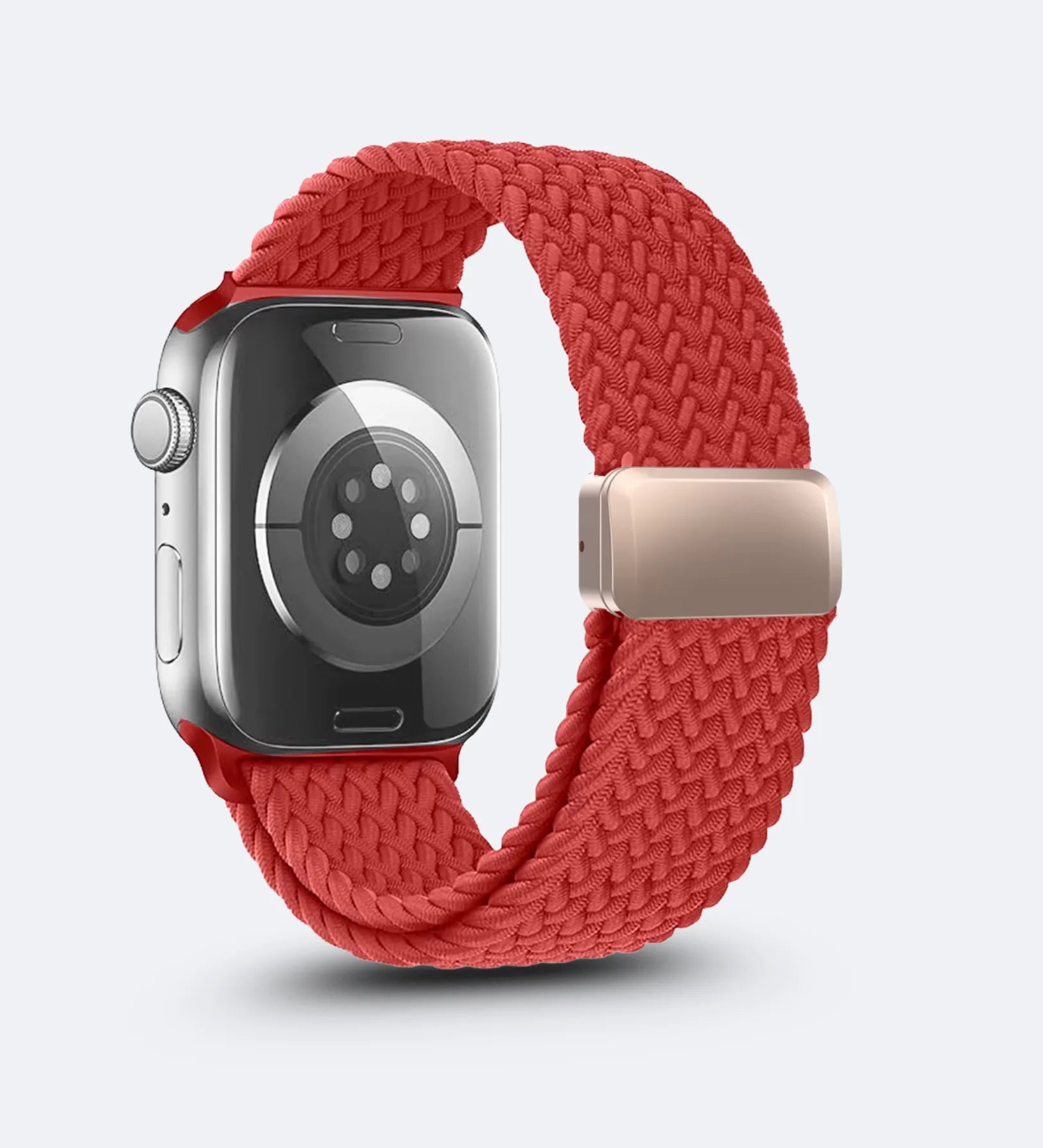 Magnetic Buckle Braided Loop Band for Apple Watch - Red Nylon Strap