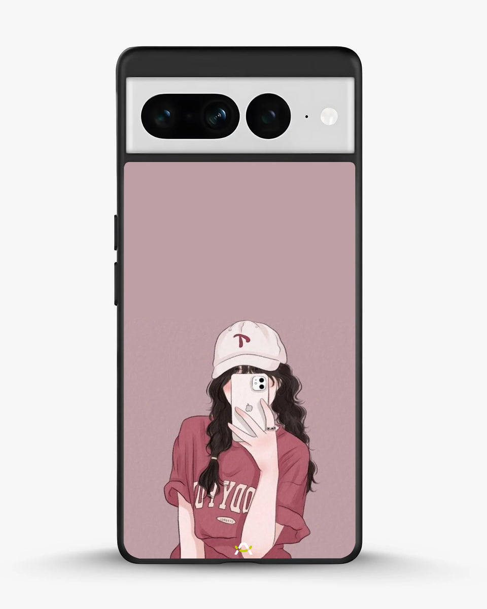 Creslia burgundy hair girl art phone case - burgundy hair girl art phone case google pixel 7 pro