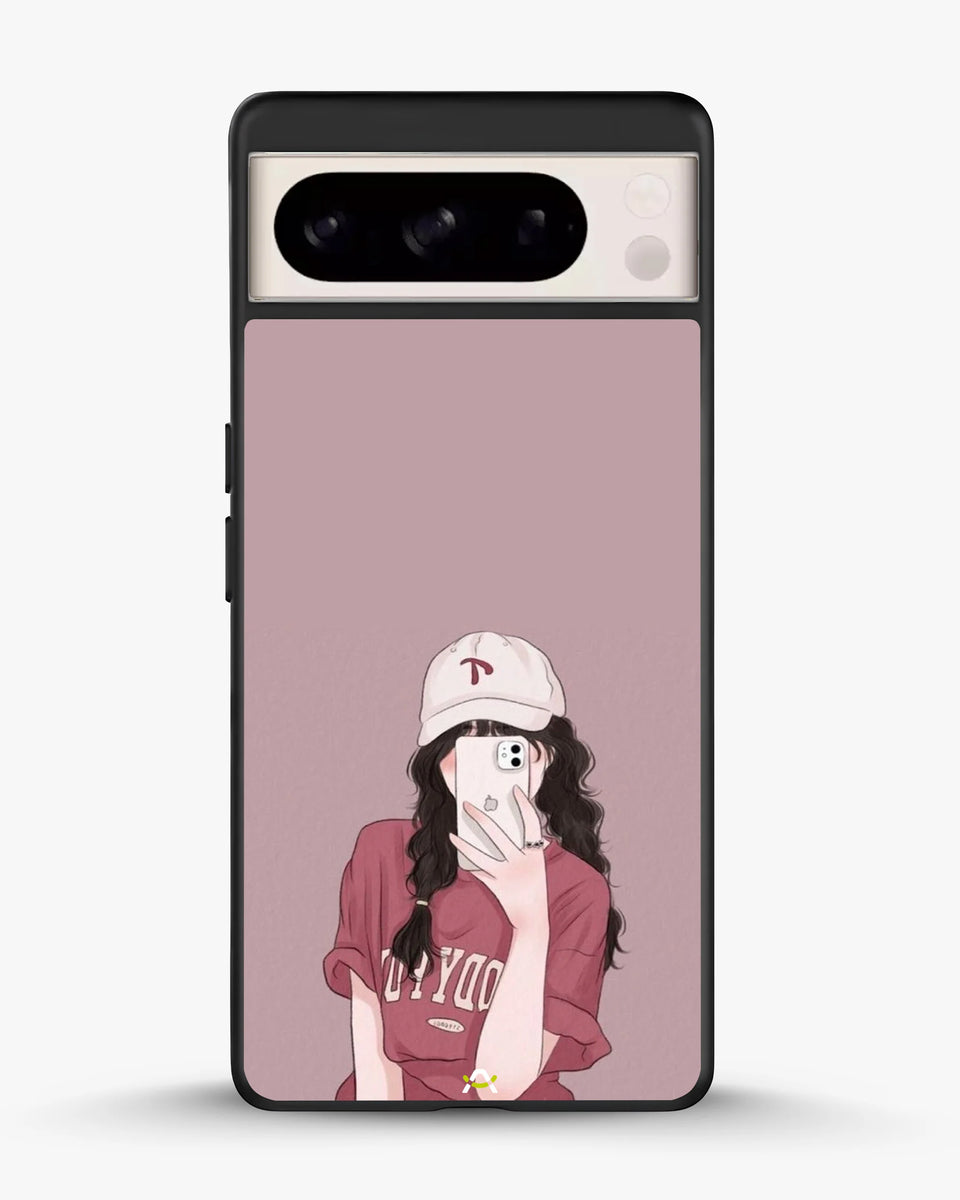 Creslia burgundy hair girl art phone case - burgundy hair girl art phone case google pixel 8 pro