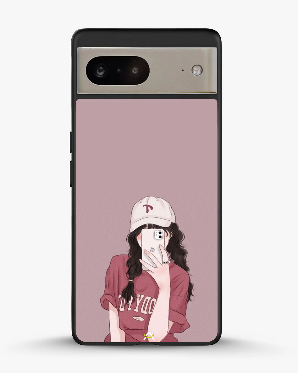 Creslia burgundy hair girl art phone case - burgundy hair girl art phone case google pixel 8