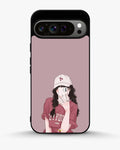 Creslia burgundy hair girl art phone case - burgundy hair girl art phone case google pixel 9 pro xl