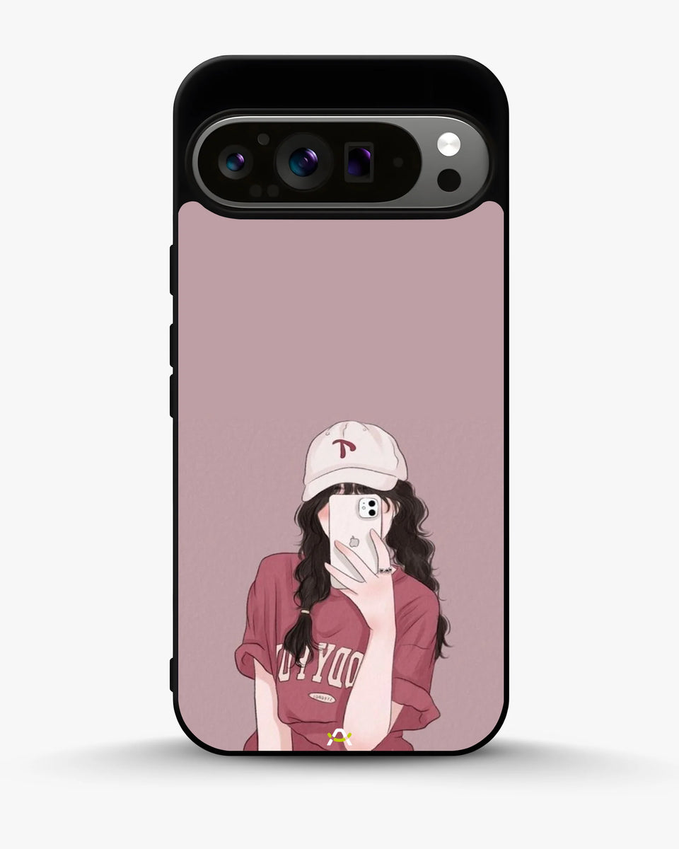 Creslia burgundy hair girl art phone case - burgundy hair girl art phone case google pixel 9 pro xl