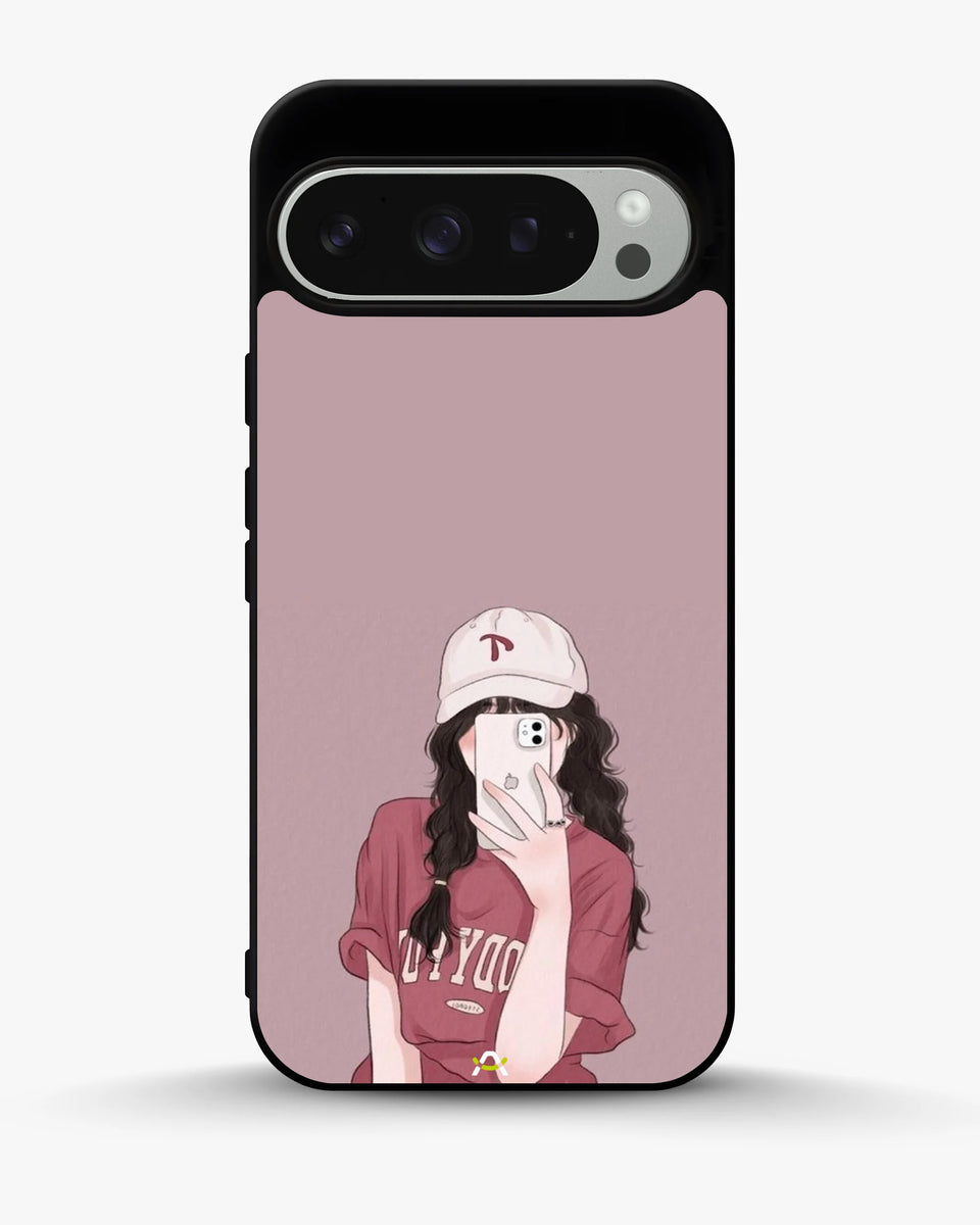 Creslia burgundy hair girl art phone case - burgundy hair girl art phone case google pixel 9 pro
