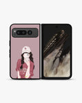 Creslia burgundy hair girl art phone case - burgundy hair girl art phone case google pixel fold