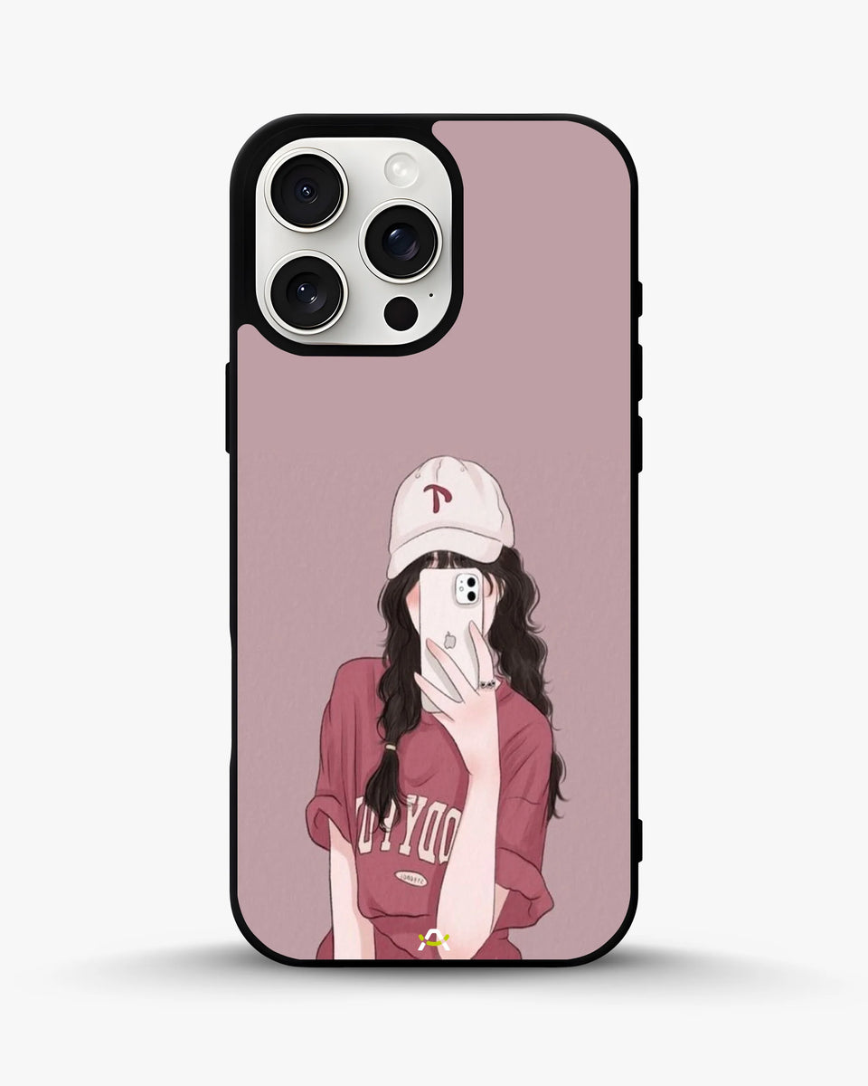 Creslia burgundy hair girl art phone case - burgundy hair girl art phone case iphone 15 pro max