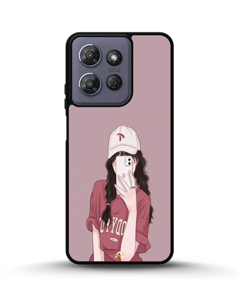 Creslia burgundy hair girl art phone case - burgundy hair girl art phone case moto g 2025