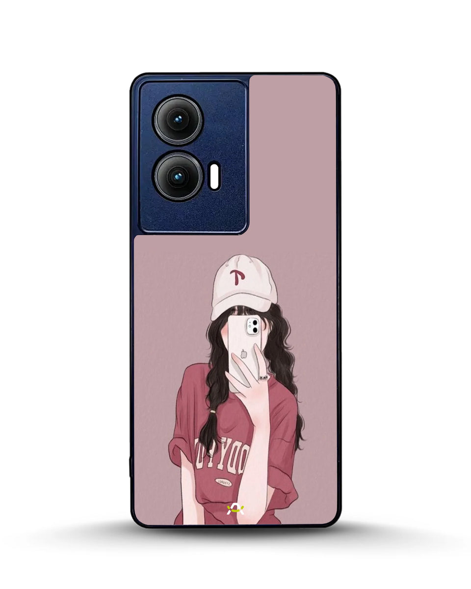 Creslia burgundy hair girl art phone case - burgundy hair girl art phone case motorola edge 2024