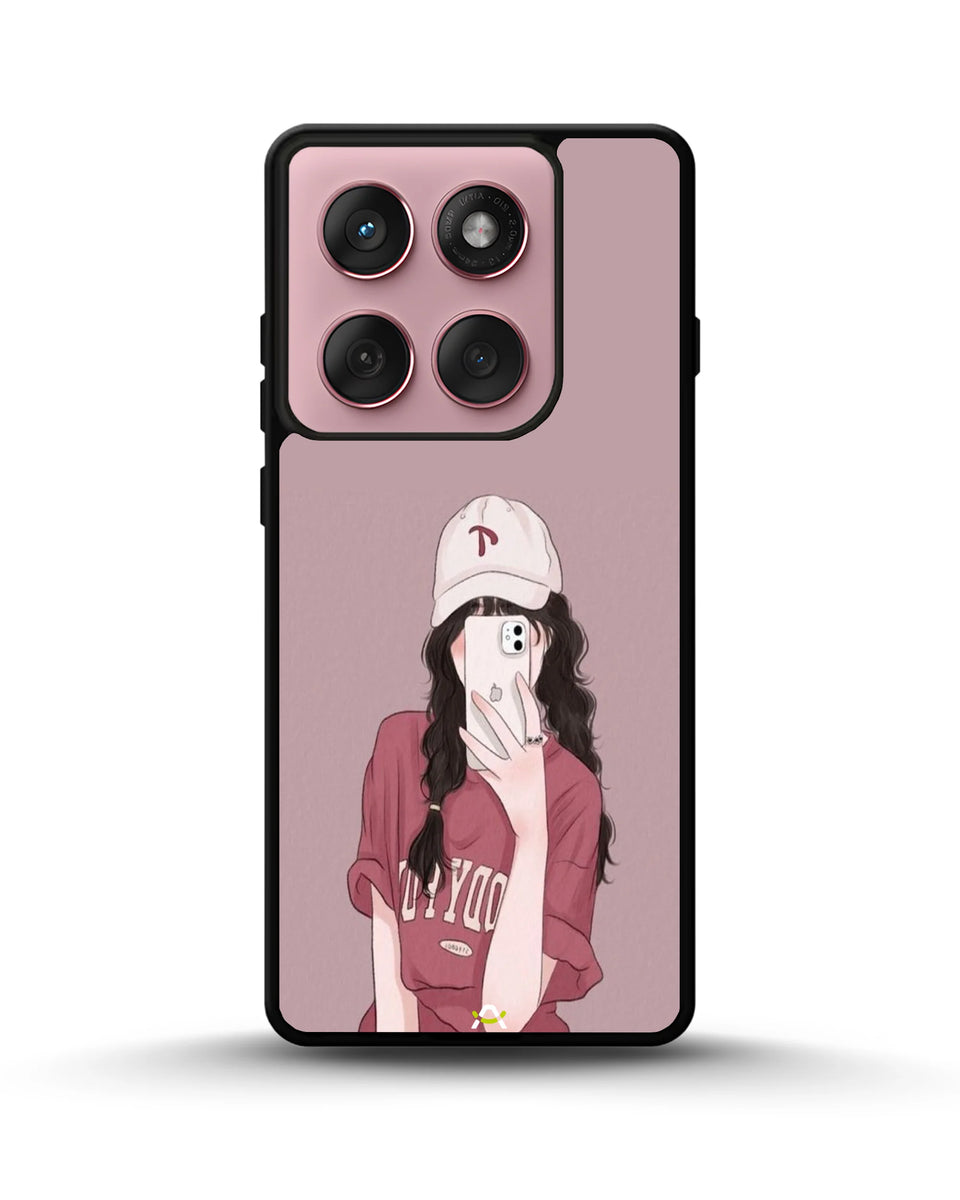 Creslia burgundy hair girl art phone case - burgundy hair girl art phone case motorola edge 2025