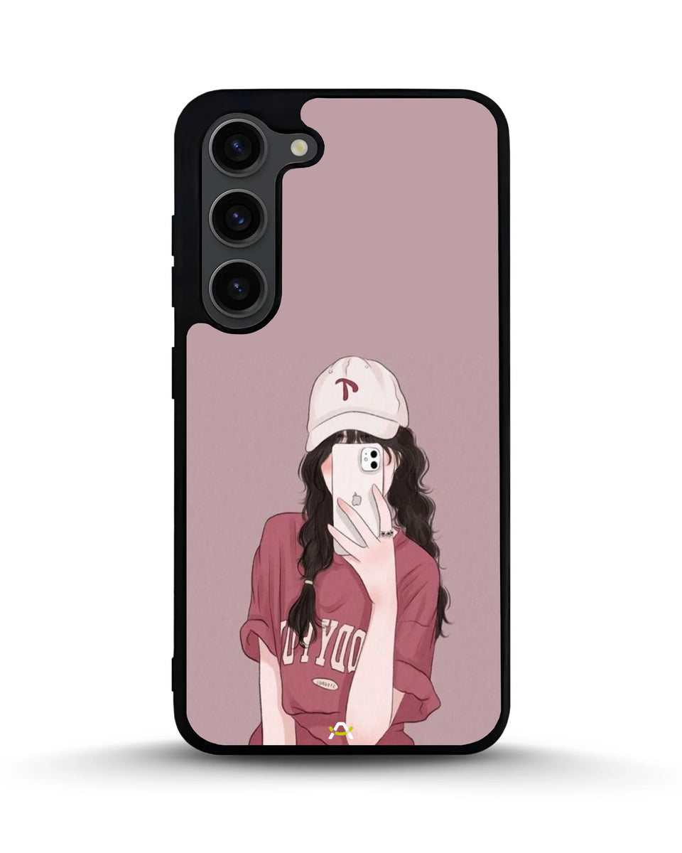 Creslia burgundy hair girl art phone case - burgundy hair girl art phone case samsung galaxy s23