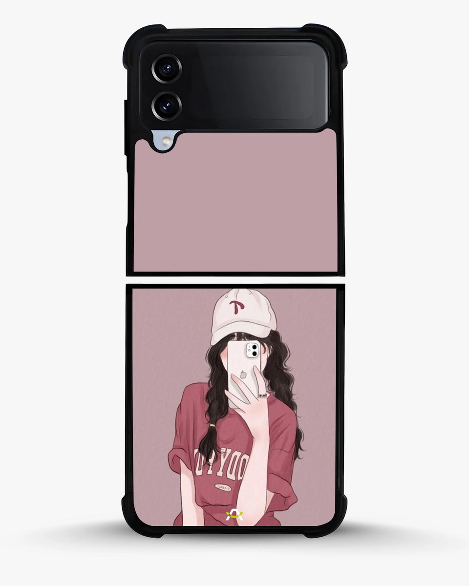 Creslia burgundy hair girl art phone case - burgundy hair girl art phone case samsung galaxy z flip 4