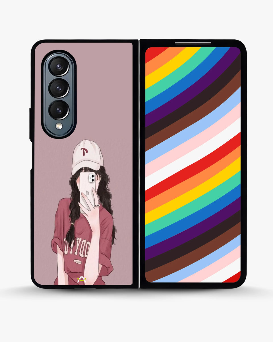 Creslia burgundy hair girl art phone case - burgundy hair girl art phone case samsung galaxy z fold 4