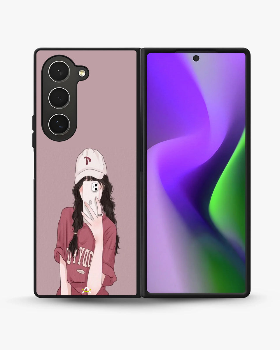 Creslia burgundy hair girl art phone case - burgundy hair girl art phone case samsung galaxy z fold 6