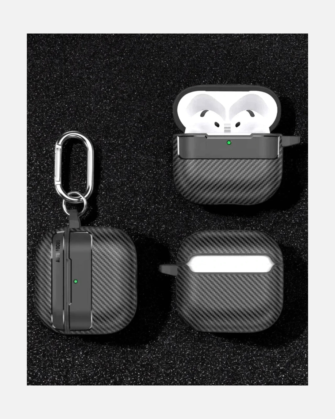 Carbon Texture Case – Rugged Protection with Stylish Design - AirPods 4 – Black - Creslia