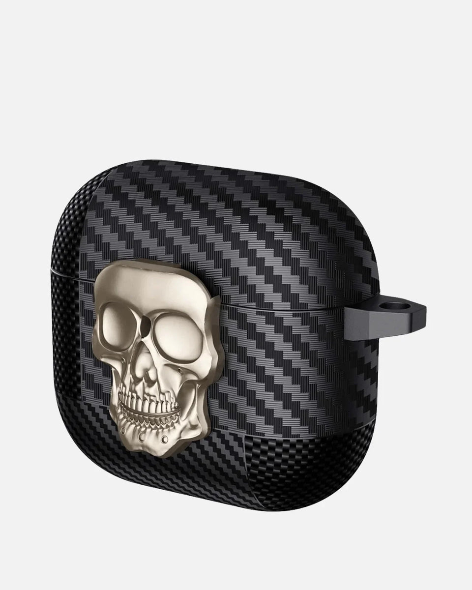 Carbon Skull AirPods Case Cover – Rugged Protection with 3D Skull Design - Creslia