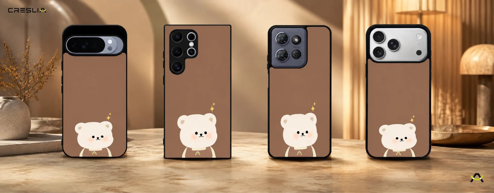 Creslia cartoon bear brown phone case - cartoon bear brown phone case desktop banner