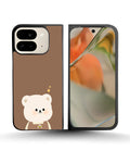 Creslia cartoon bear brown phone case - cartoon bear brown phone case google pixel 9 pro fold