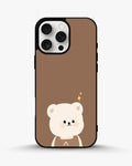 Creslia cartoon bear brown phone case - cartoon bear brown phone case iphone 14 pro max