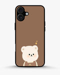 Creslia cartoon bear brown phone case - cartoon bear brown phone case iphone 16 plus