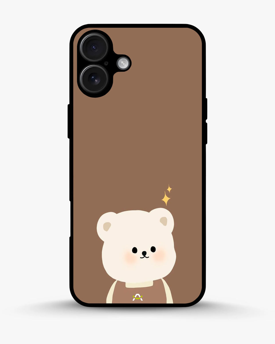 Creslia cartoon bear brown phone case - cartoon bear brown phone case iphone 16 plus