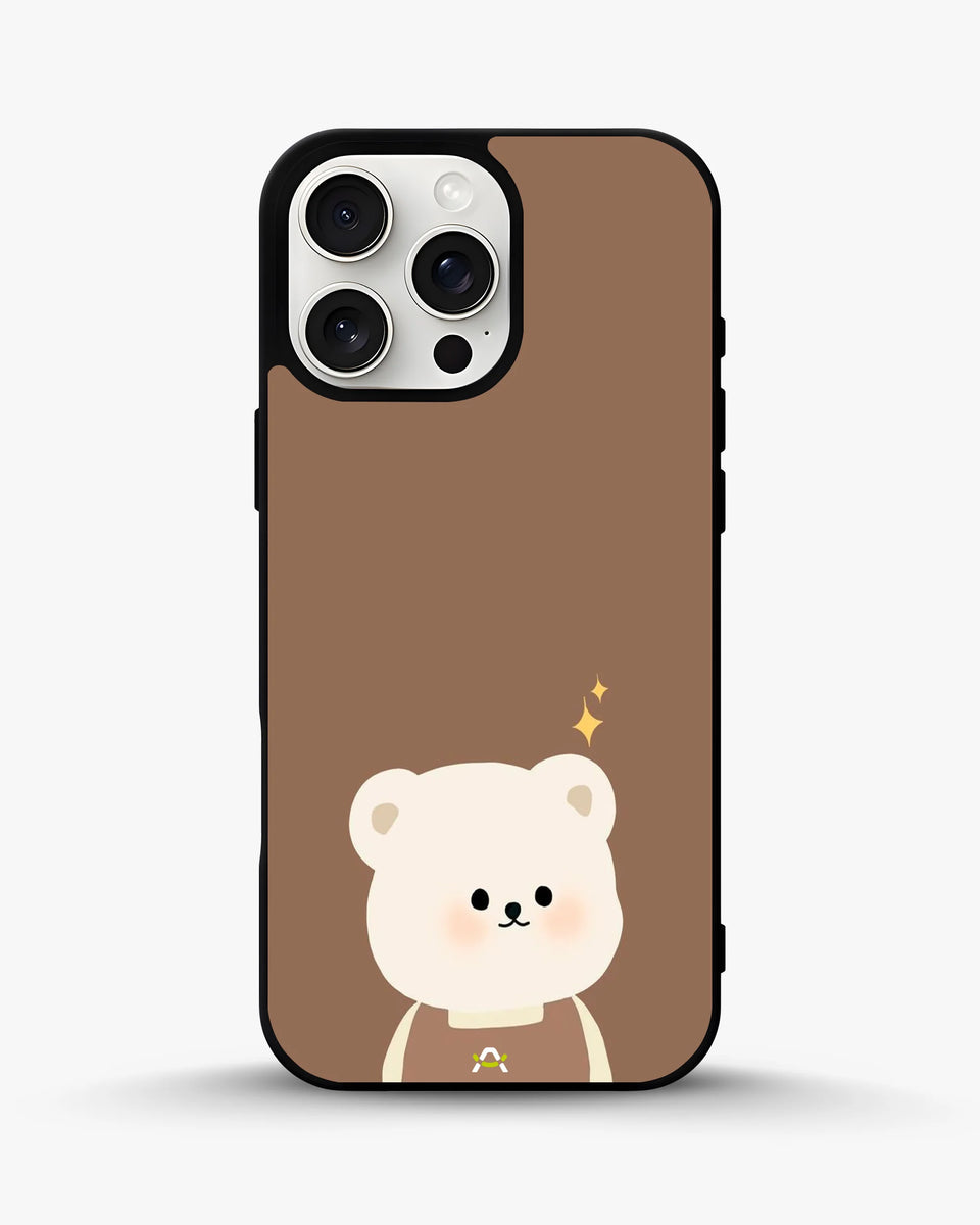 Creslia cartoon bear brown phone case - cartoon bear brown phone case iphone 16 pro
