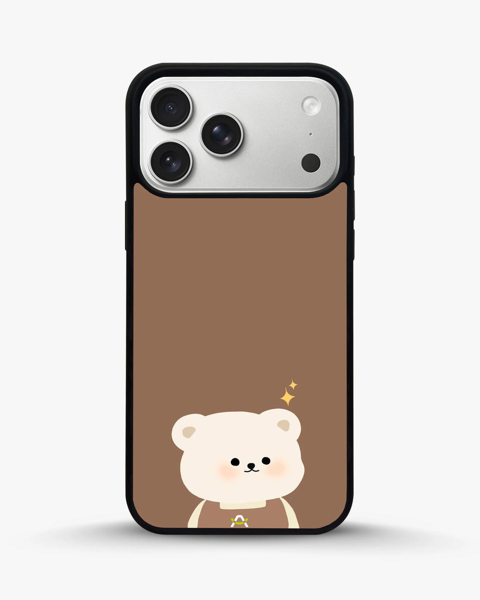 Creslia cartoon bear brown phone case - cartoon bear brown phone case iphone 17 pro