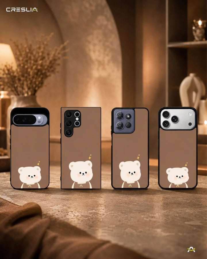 Creslia cartoon bear brown phone case - cartoon bear brown phone case mobile banner