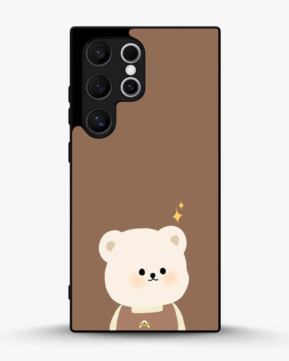 Creslia cartoon bear brown phone case - cartoon bear brown phone case samsung galaxy s22 ultra