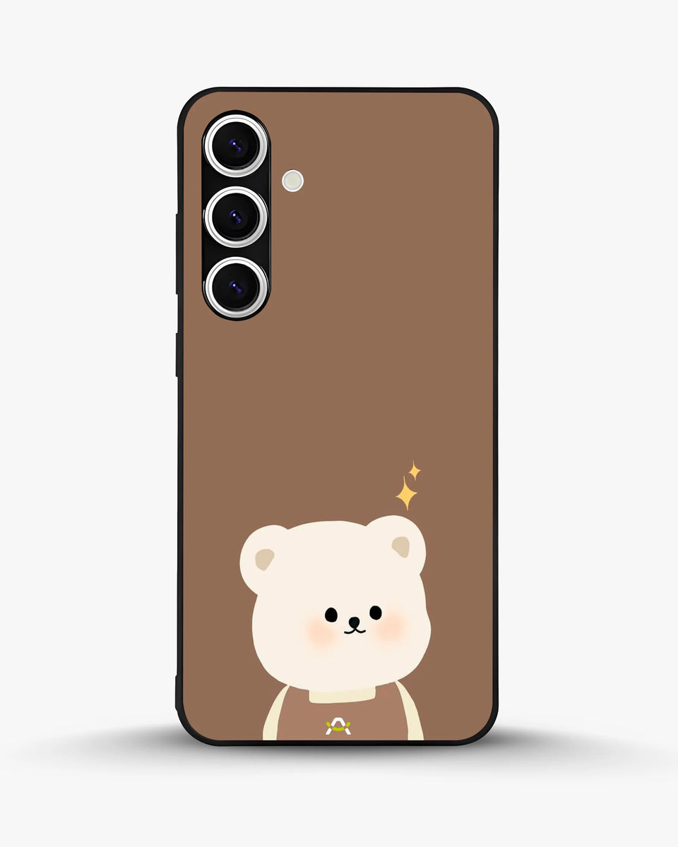 Creslia cartoon bear brown phone case - cartoon bear brown phone case samsung galaxy s25 plus