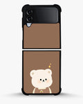Creslia cartoon bear brown phone case - cartoon bear brown phone case samsung galaxy z flip 4