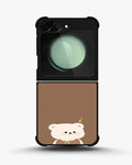Creslia cartoon bear brown phone case - cartoon bear brown phone case samsung galaxy z flip 5