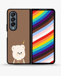 Creslia cartoon bear brown phone case - cartoon bear brown phone case samsung galaxy z fold 4