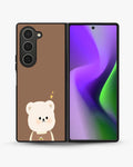 Creslia cartoon bear brown phone case - cartoon bear brown phone case samsung galaxy z fold 6