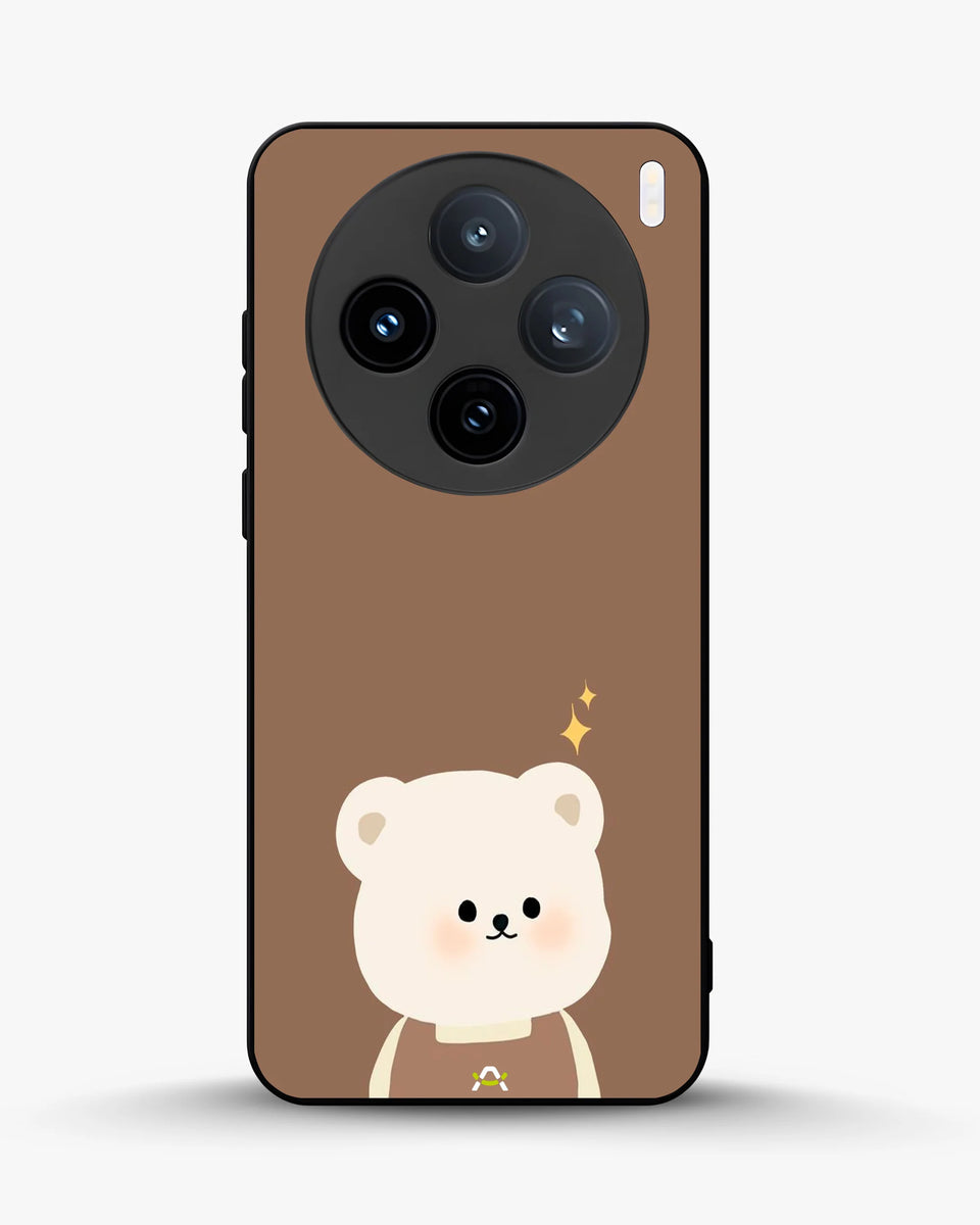 Creslia cartoon bear brown phone case - cartoon bear brown phone case vivo x100