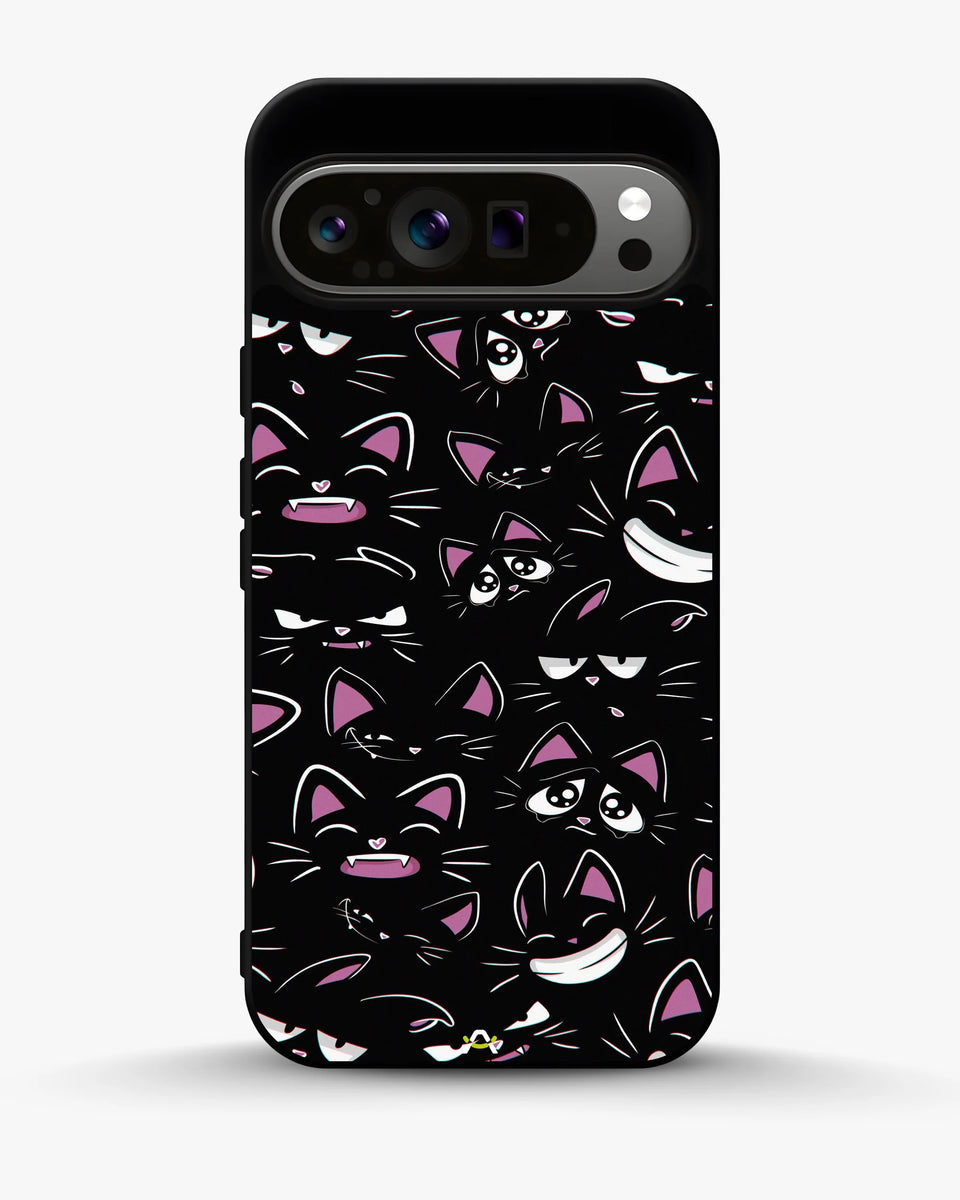 Creslia cartoon cat faces phone case - cartoon cat faces phone case google pixel 9 pro xl