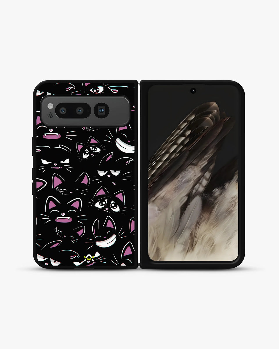 Creslia cartoon cat faces phone case - cartoon cat faces phone case google pixel fold