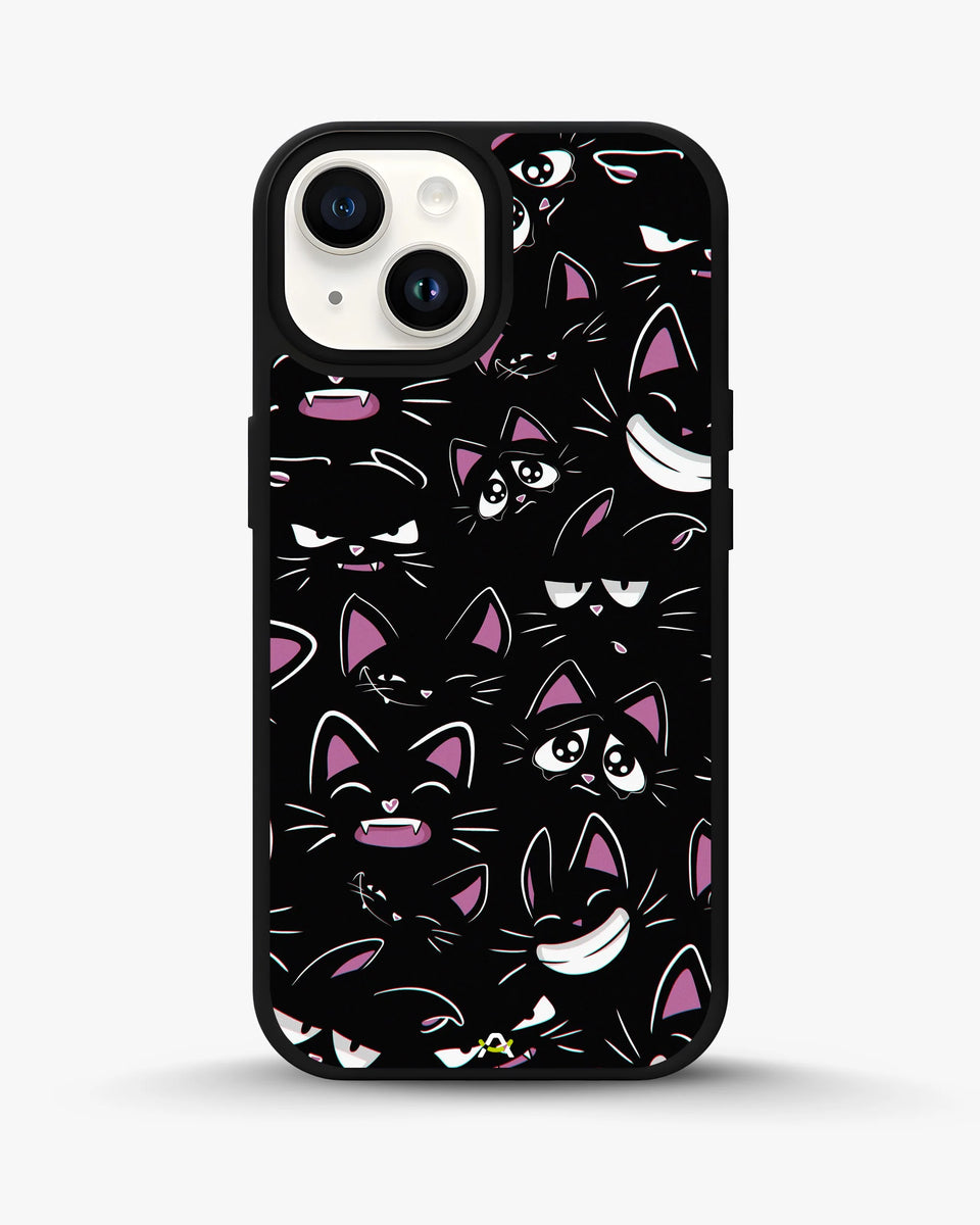 Creslia cartoon cat faces phone case - cartoon cat faces phone case iphone 14 plus