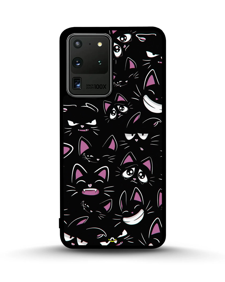 Creslia cartoon cat faces phone case - cartoon cat faces phone case samsung galaxy s20 ultra