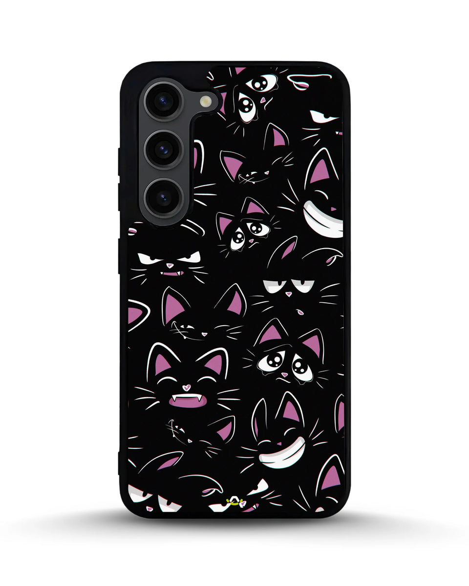 Creslia cartoon cat faces phone case - cartoon cat faces phone case samsung galaxy s23