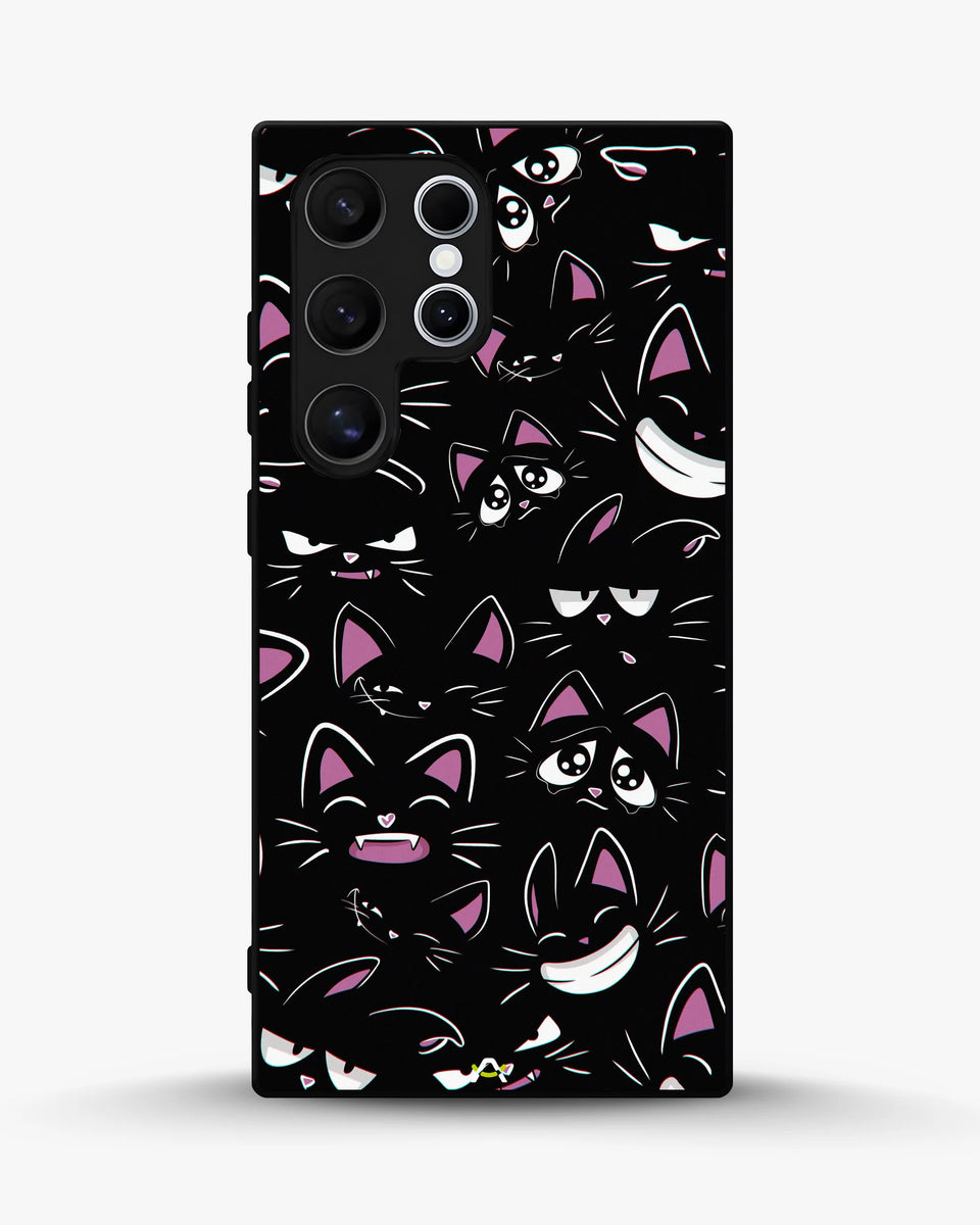 Creslia cartoon cat faces phone case - cartoon cat faces phone case samsung galaxy s24 ultra