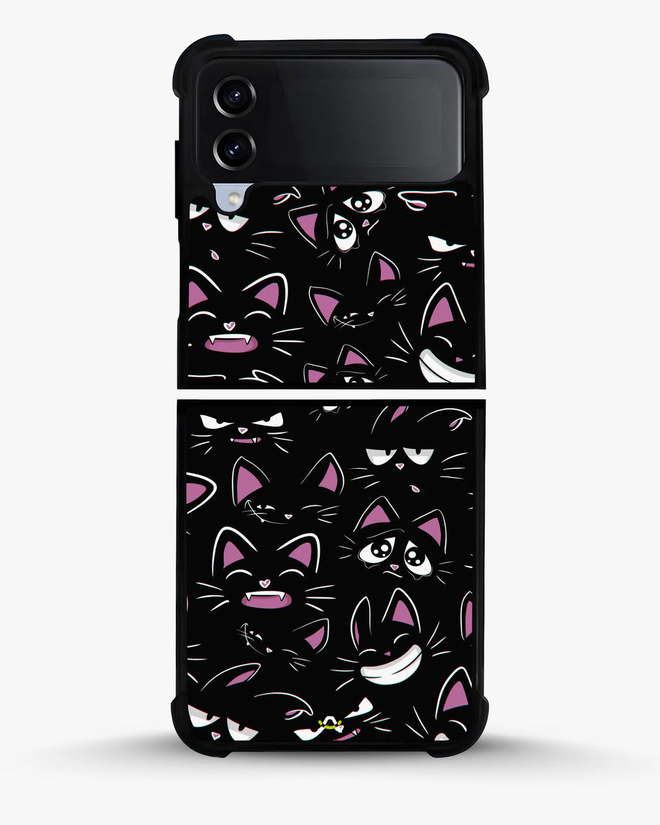 Creslia cartoon cat faces phone case - cartoon cat faces phone case samsung galaxy z flip 4