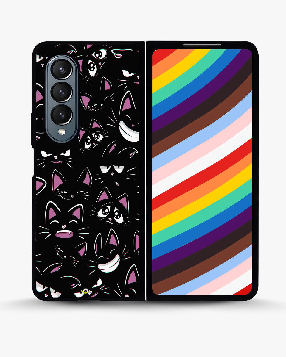 Creslia cartoon cat faces phone case - cartoon cat faces phone case samsung galaxy z fold 4