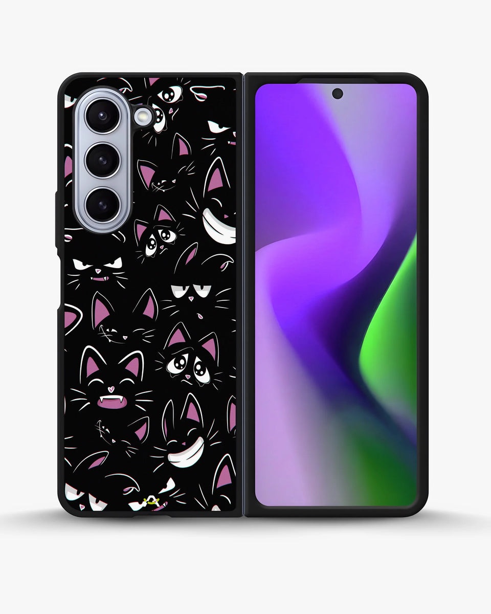 Creslia cartoon cat faces phone case - cartoon cat faces phone case samsung galaxy z fold 5