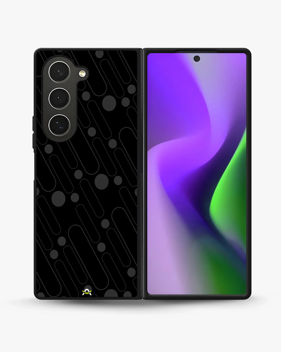 Charcoal Geometric Lines phone case on Samsung Galaxy Z Fold 6 - abstract pattern designer cover by Creslia