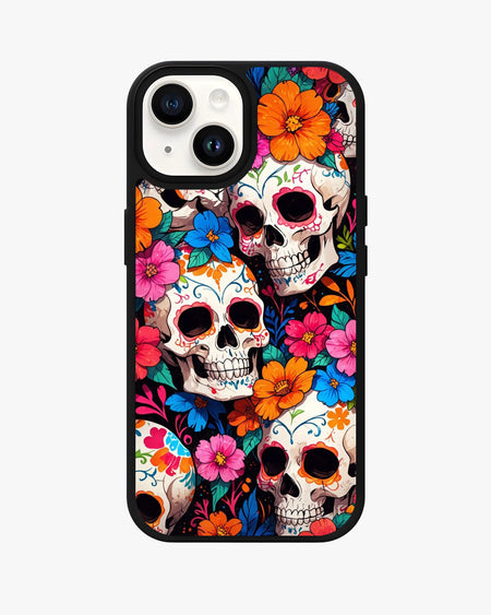 Color Skull Floral Case with vibrant flowers and skull designs for iPhone, Samsung, Google Pixel & OnePlus.