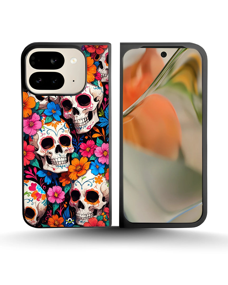 Creslia color skull floral phone case - color skull floral phone case google pixel 10 pro fold