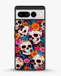 Creslia color skull floral phone case - color skull floral phone case google pixel 7 pro
