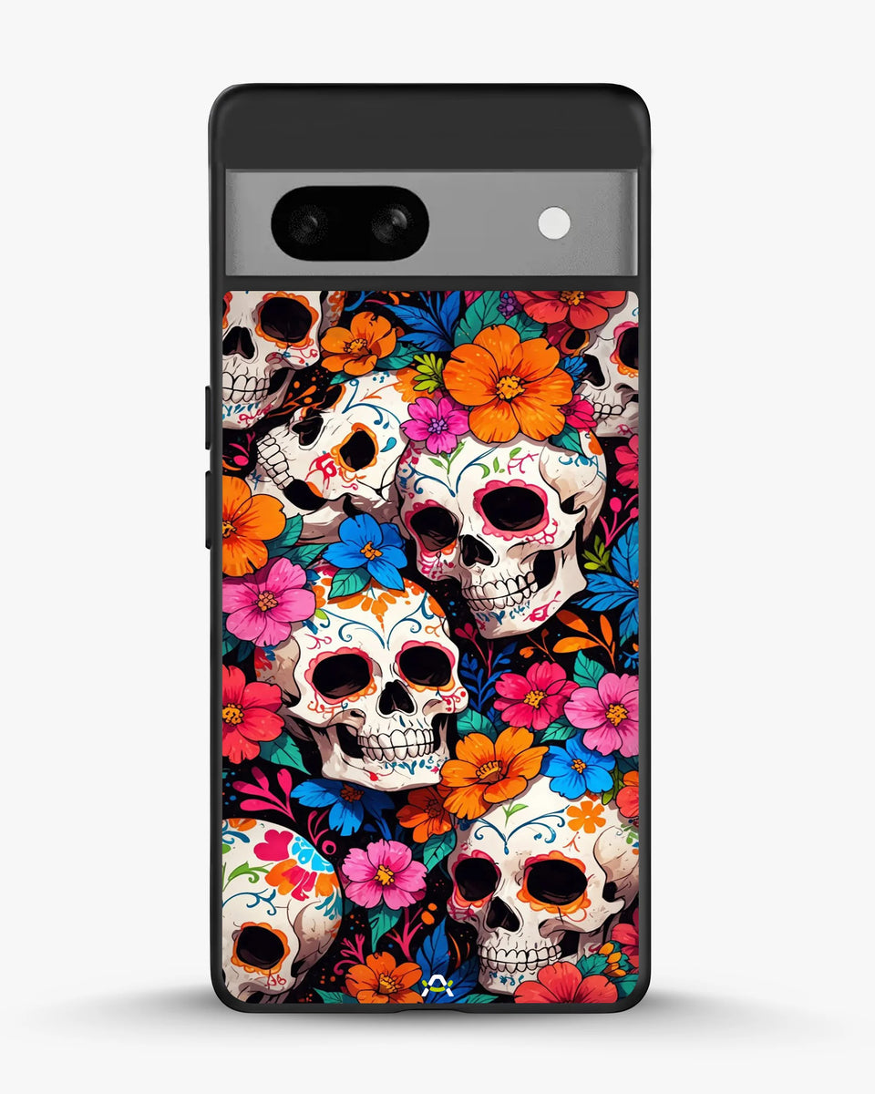 Creslia color skull floral phone case - color skull floral phone case google pixel 7a