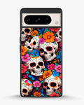 Creslia color skull floral phone case - color skull floral phone case google pixel 8 pro