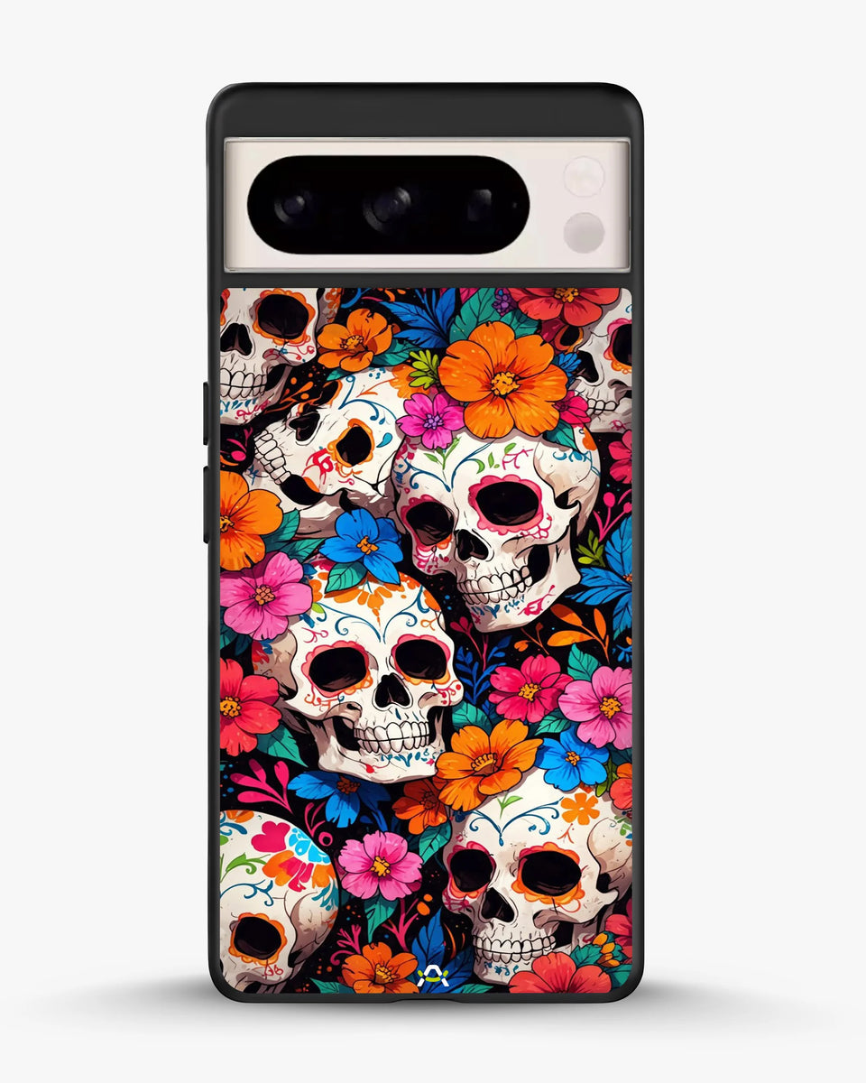 Creslia color skull floral phone case - color skull floral phone case google pixel 8 pro